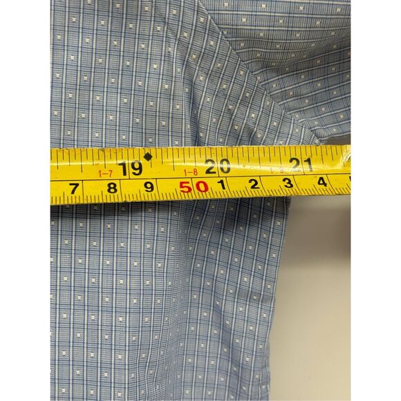 Ted Baker Button Down Shirt Men 16 32/33 Blue Geometric Flip Cuff Long Sleeve - Picture 8 of 10